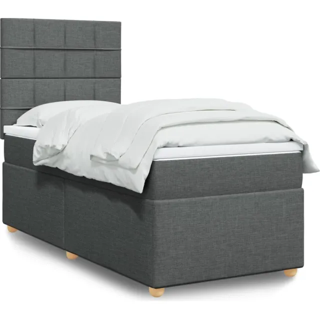 vidaXL Boxspring met matras stof donkergrijs 90x190 cm grijs