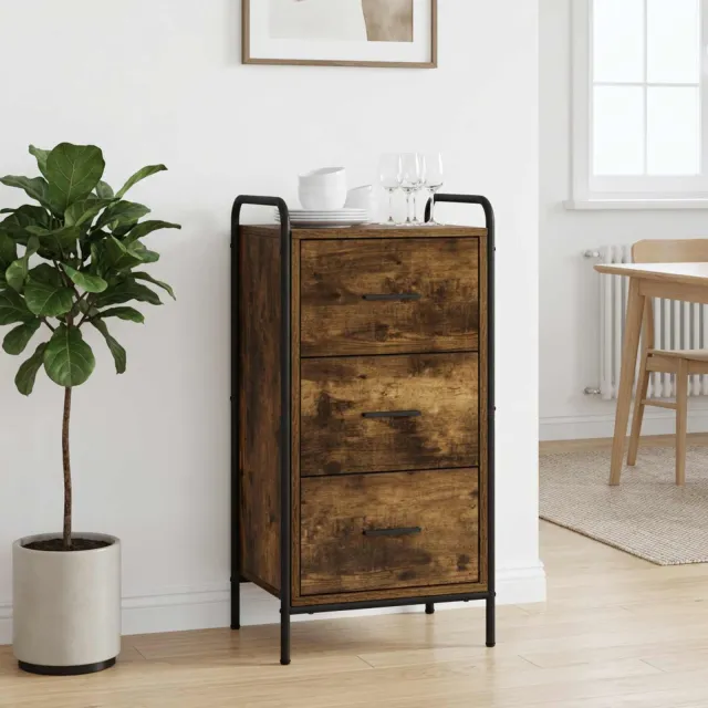 vidaXL Dressoir Gerookt eiken 97 x 33 x 81 cm Bewerkt hout Bruin