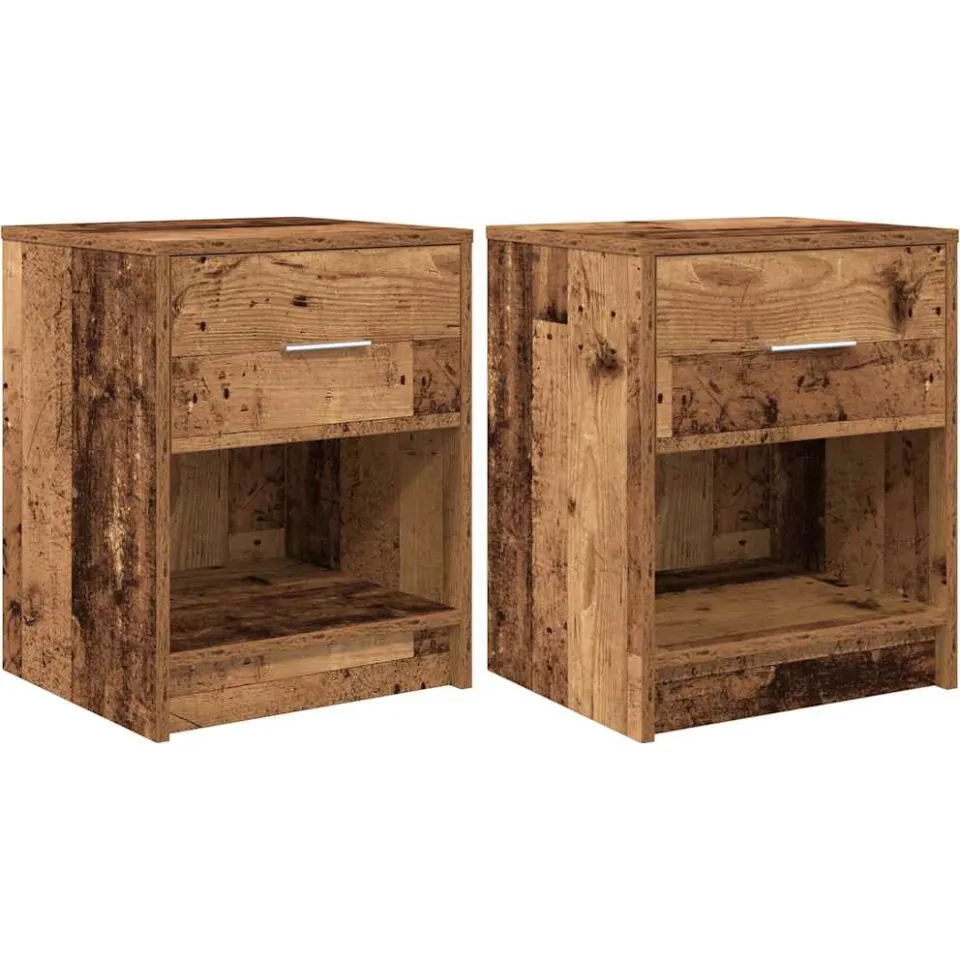 vidaXL Nachtkastjes 2 st met lade 40x34x50 cm oud houtkleurig Bruin