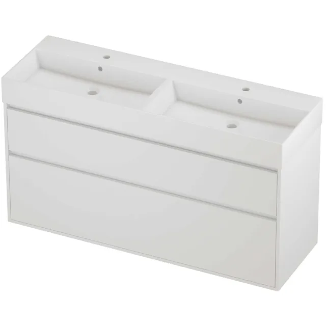 Proline Zara Badmeubelset Porselein Loft 2 Gaten 140x46x78 cm Glans Wit Mat White Mat Wit