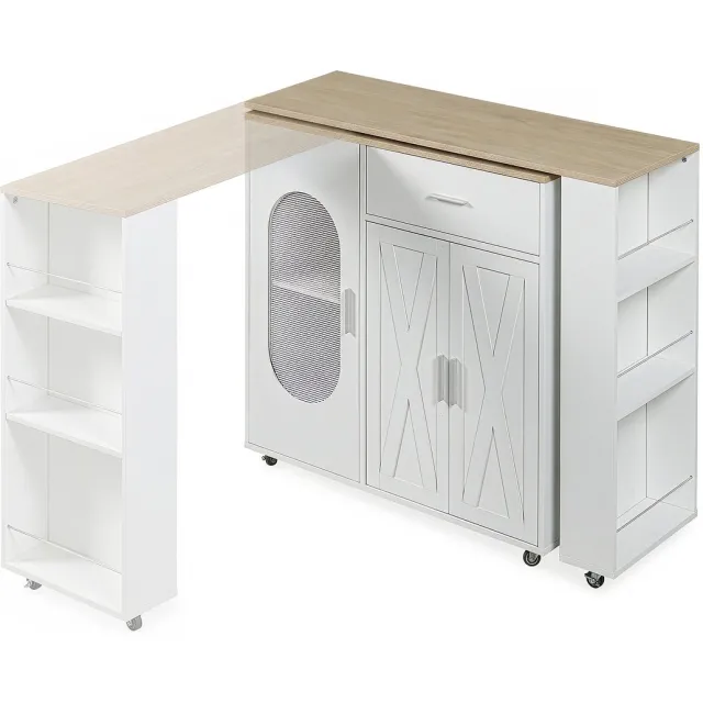 en.casa Uitschuifbare bartafel Kudebola 115x40x94 cm wit en eikenkleurig [en.casa]
