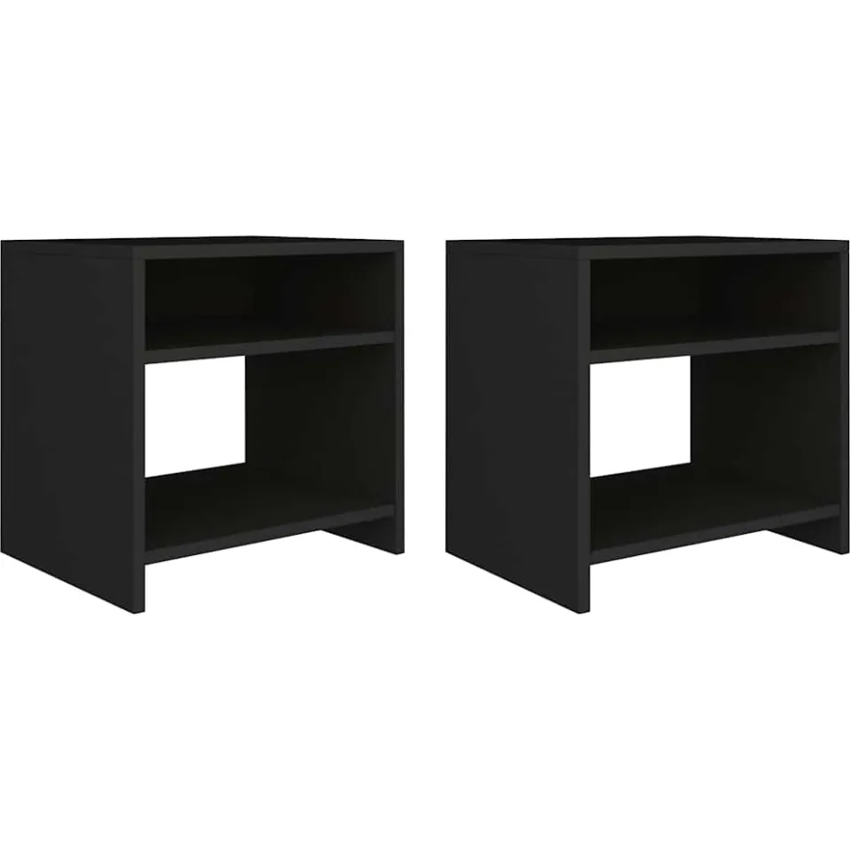vidaXL Nachtkastjes 2 st 40x30x40 cm bewerkt hout zwart, foto 3