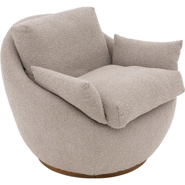 Goossens Draaifauteuil Lazy, Draaifauteuil boucle noot