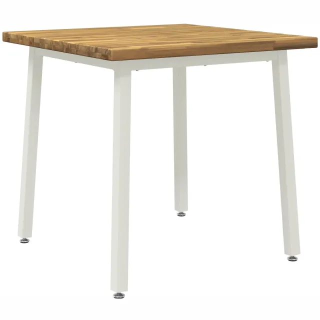 vidaXL Vierkante - Eettafel - 80 - x - 80 - x - 75 - cm - Massief - Acacia - Hout Whitewash en wit