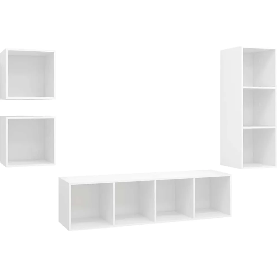 vidaXL 4-delige Tv-meubelset bewerkt hout wit, foto 3