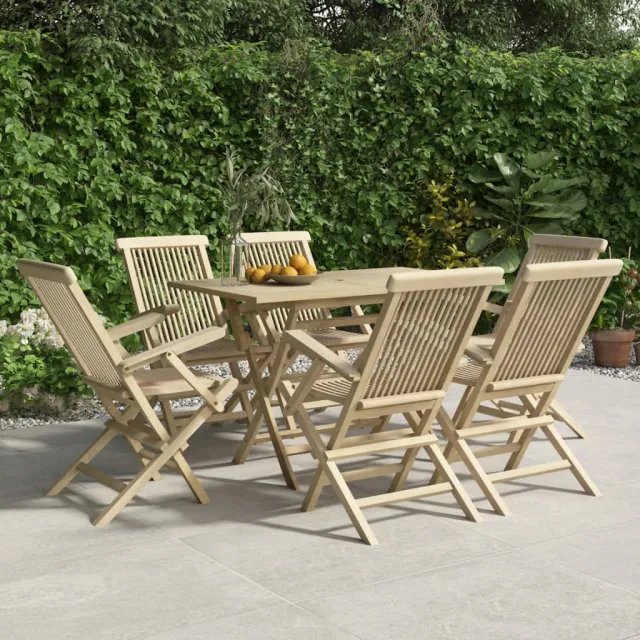 vidaXL 7-delige Tuinset massief teakhout grijs, foto 2