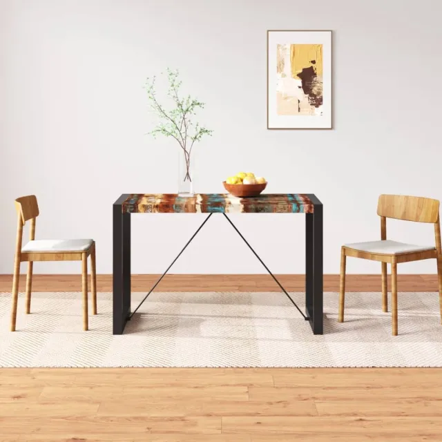 vidaXL Eettafel - 120 - cm - massief - gerecycled - hout meerkleurig