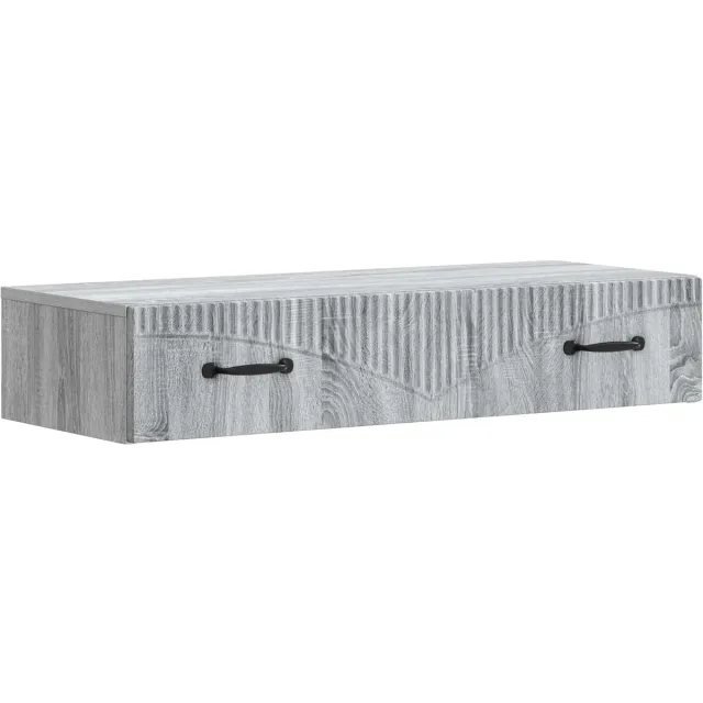 vidaXL Wandgemonteerde - Zijtafel - 87,5 - x - 34,5 - x - 17 - cm - Bewerkt - hout Grijs sonoma
