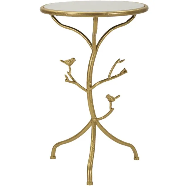 Mauro Ferretti Tafel Birds Marble Ø 38×60 cm Goud