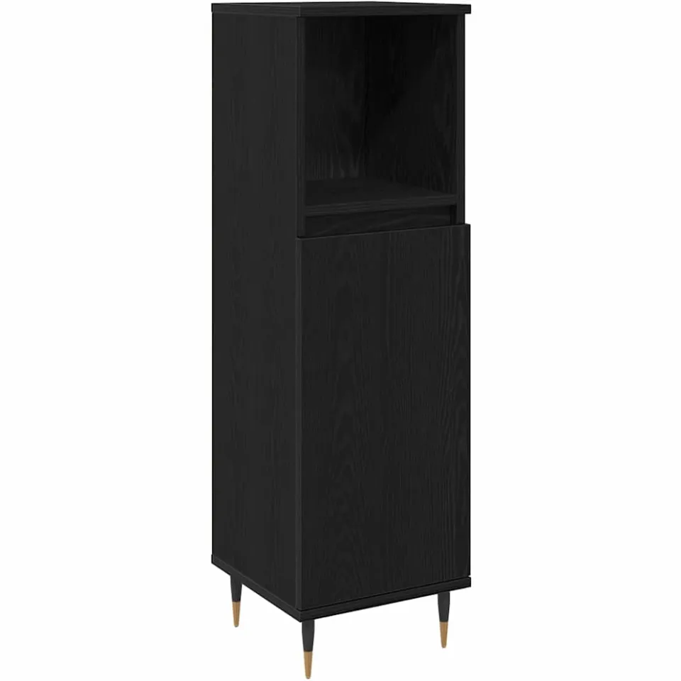 vidaXL Badkamermeubelset 3 st Zwart Eiken 30 x 30 x 180 cm, foto 2