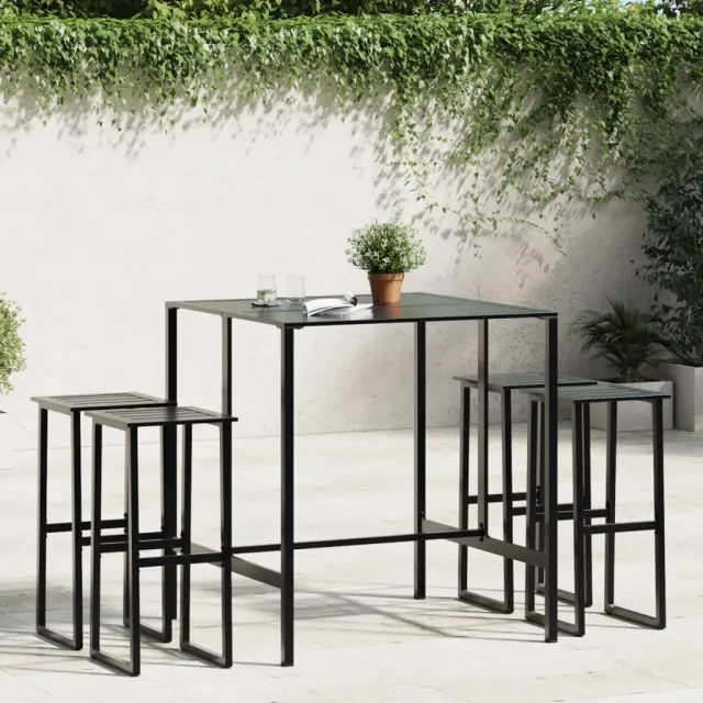 vidaXL 5-delige Tuinbarset gepoedercoat staal zwart, foto 2
