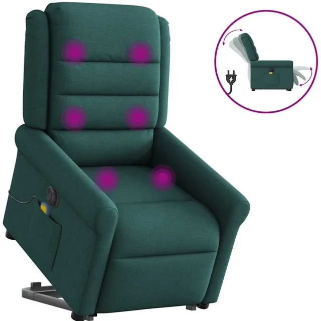 vidaXL Sta-op-massagestoel - elektrisch - verstelbaar - stof - donkergroen