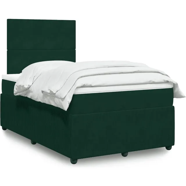 vidaXL Boxspring met matras fluweel donkergroen 120x200 cm groen