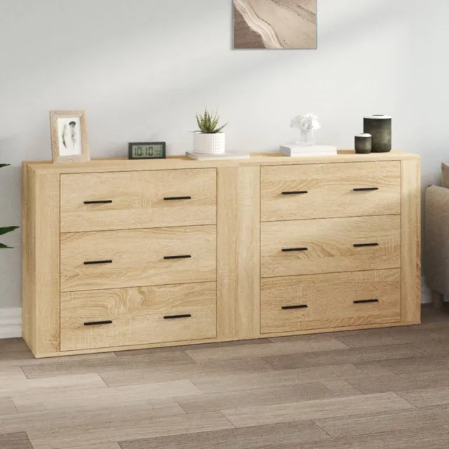 vidaXL Dressoirs 2 st bewerkt hout sonoma eikenkleurig Bruin