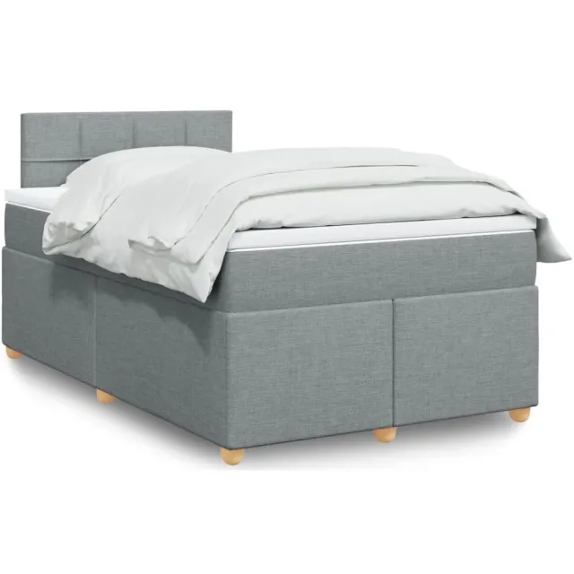 vidaXL Boxspring met matras stof lichtgrijs 120x190 cm grijs