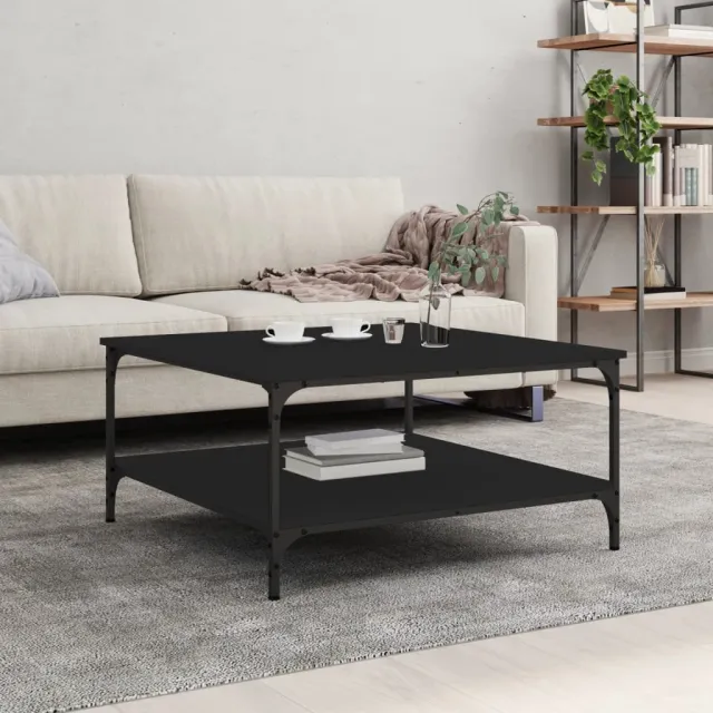 vidaXL Salontafel 80x80x40 cm bewerkt hout zwart