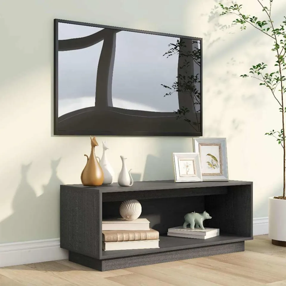 vidaXL Tv-meubel 90x35x35 cm massief grenenhout grijs, foto 3