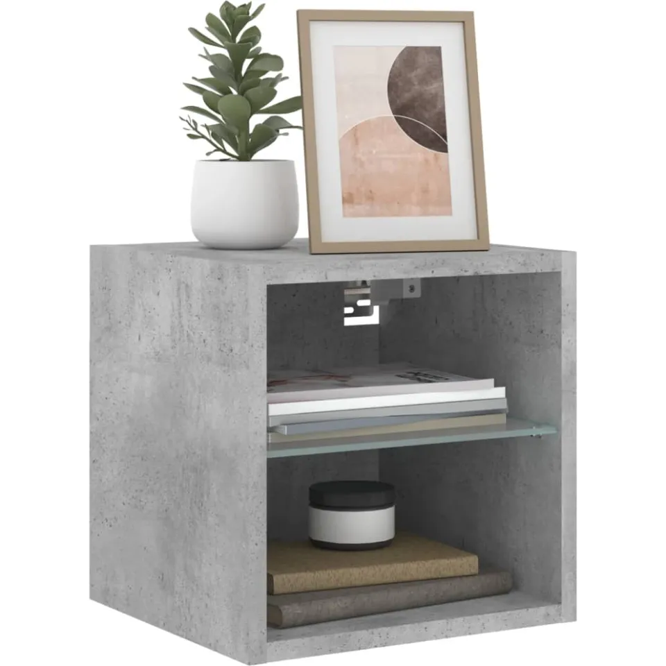 vidaXL Tv-wandmeubels met LED 2 st 30x28,5x30 cm betongrijs grijs, foto 3