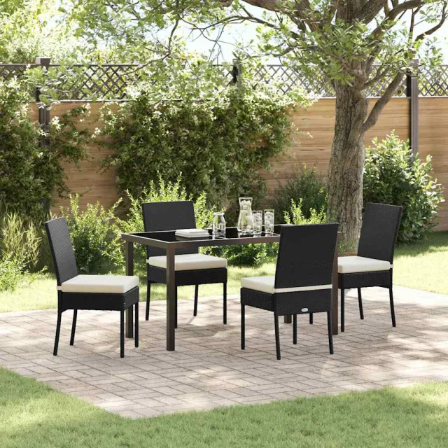vidaXL Tuin eettafelset 5 st Zwart Gepoedercoat staal, foto 2