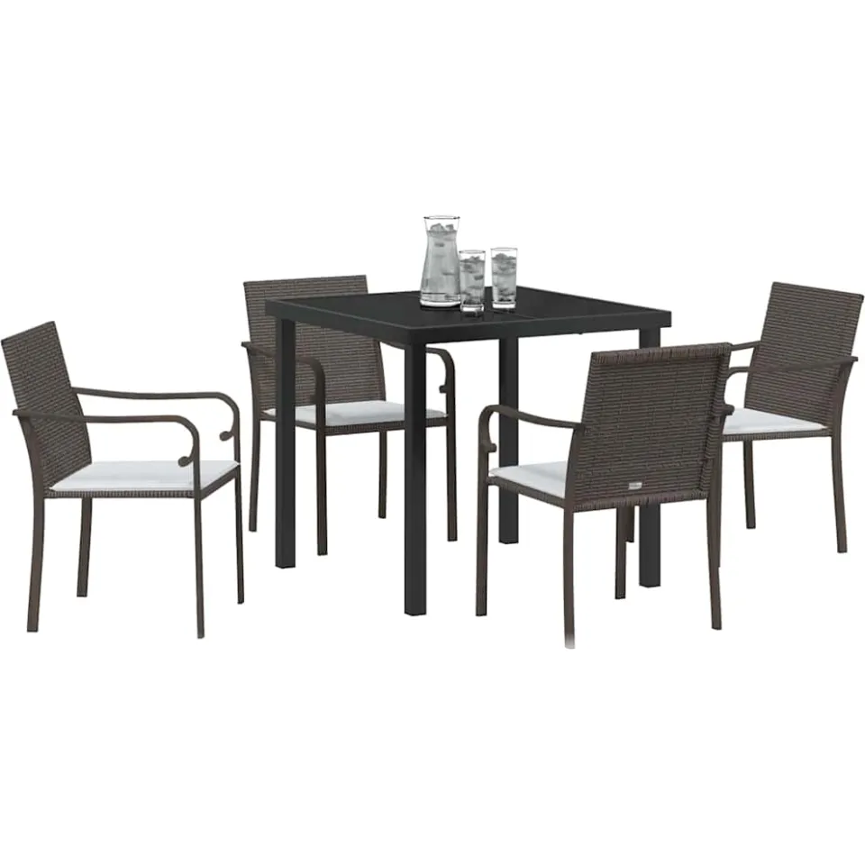 vidaXL Tuin eettafelset 5 st Bruin en zwart PE Rattan