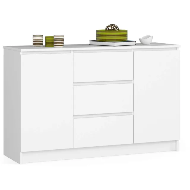Akord Ladekast K120 met 3 Lades en 2 Deuren / AKORD Furniture Factory / Wit / 120 x 77 x 40 cm