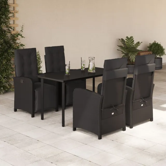 vidaXL 5-delige Tuinset met kussens poly rattan zwart, foto 2