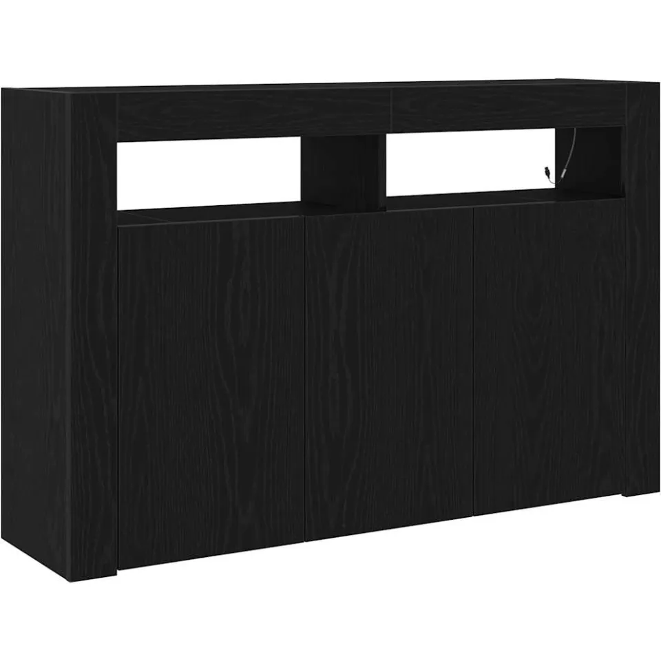 vidaXL Dressoir Zwart eiken 116 x 30 x 75 cm Bewerkt hout, foto 3