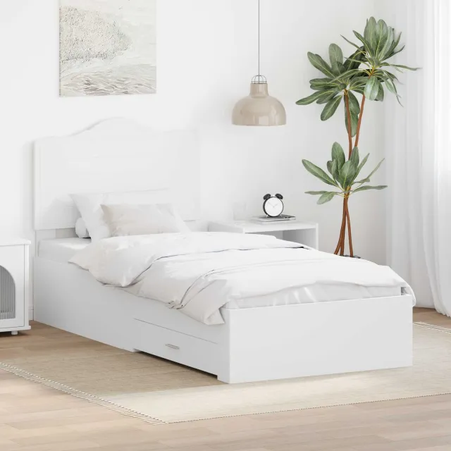 vidaXL Bedframe met lade met hoofdeinde Wit 90 x 190 cm Bewerkt hout