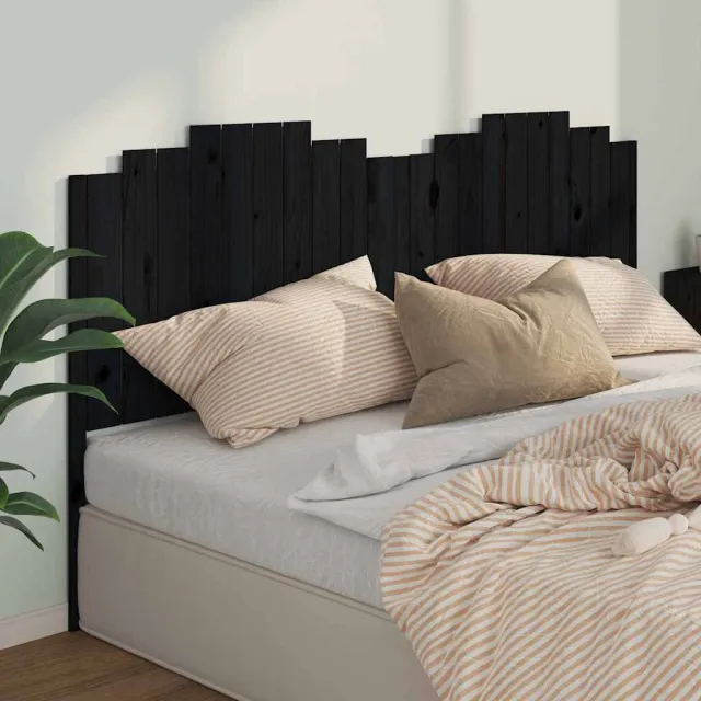 vidaXL Hoofdbord 206x4x110 cm massief grenenhout zwart