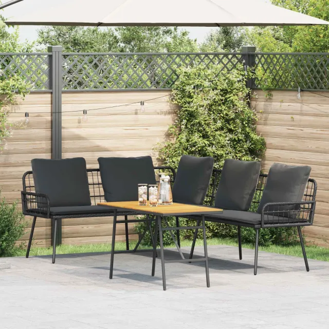 vidaXL Tuinbankenset 2 st Zwart poly rattan, foto 2