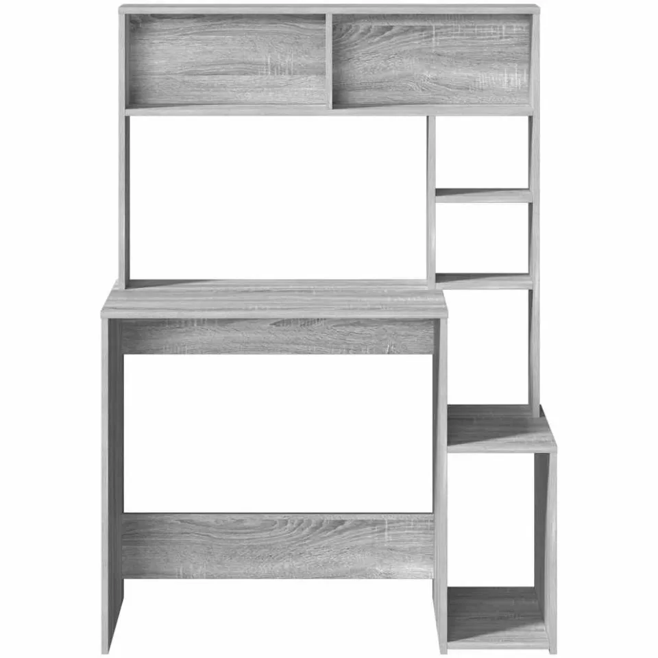 vidaXL Bureau met schappen 100x45x140 cm bewerkt hout grijs sonoma, foto 4
