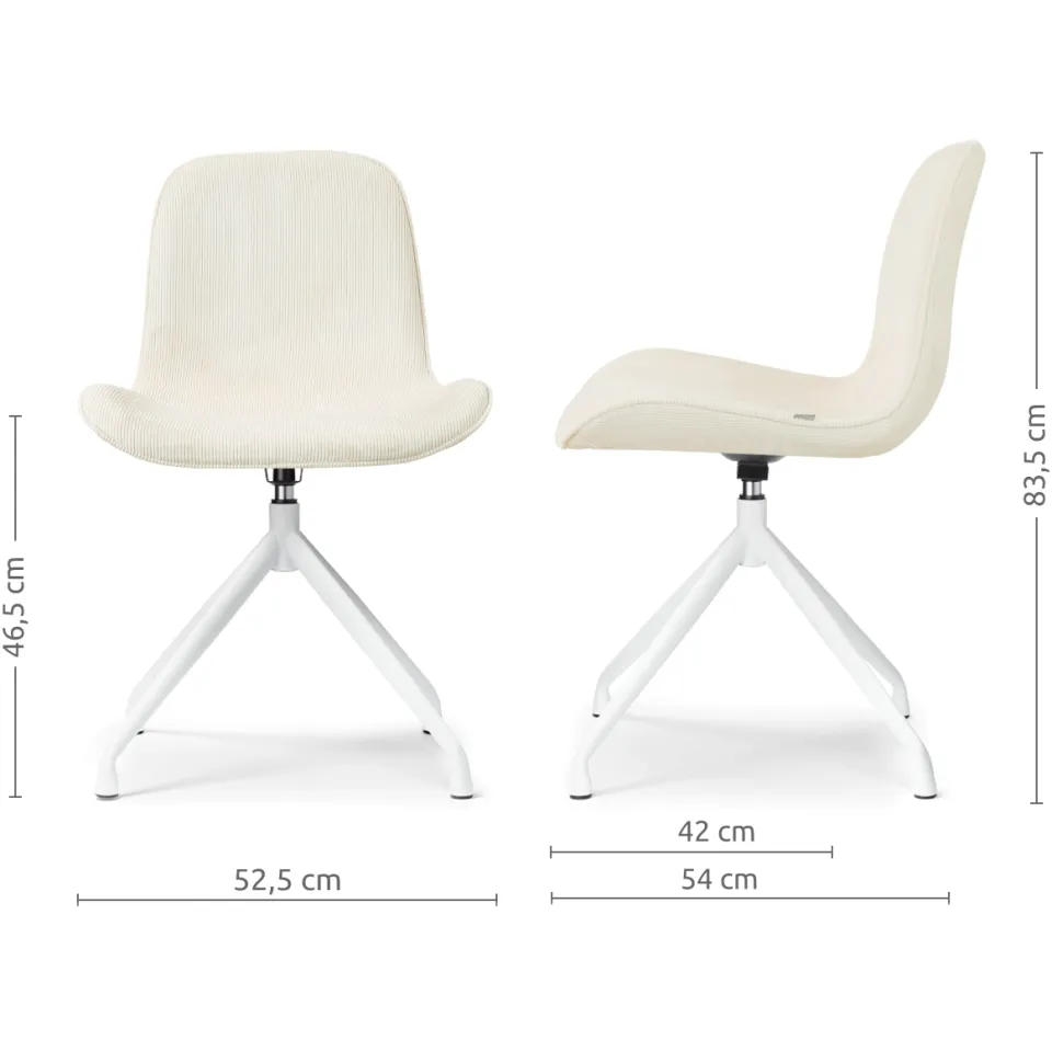 Nolon Nola-Fé draaibare eetkamerstoel rib beige - wit onderstel, foto 3