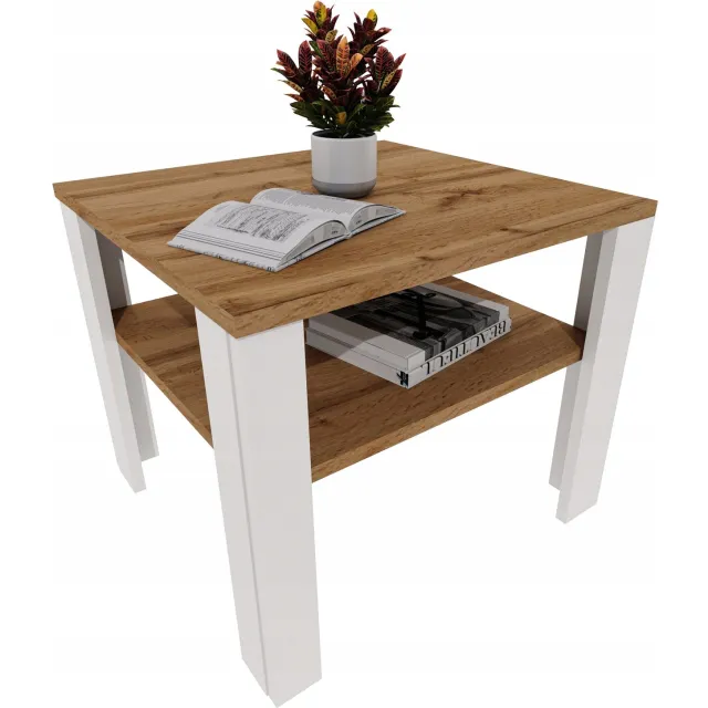 Mobelkap Salontafel met plank Lara 53 - Wotan eikenlook/wit Wotan-eikenlook