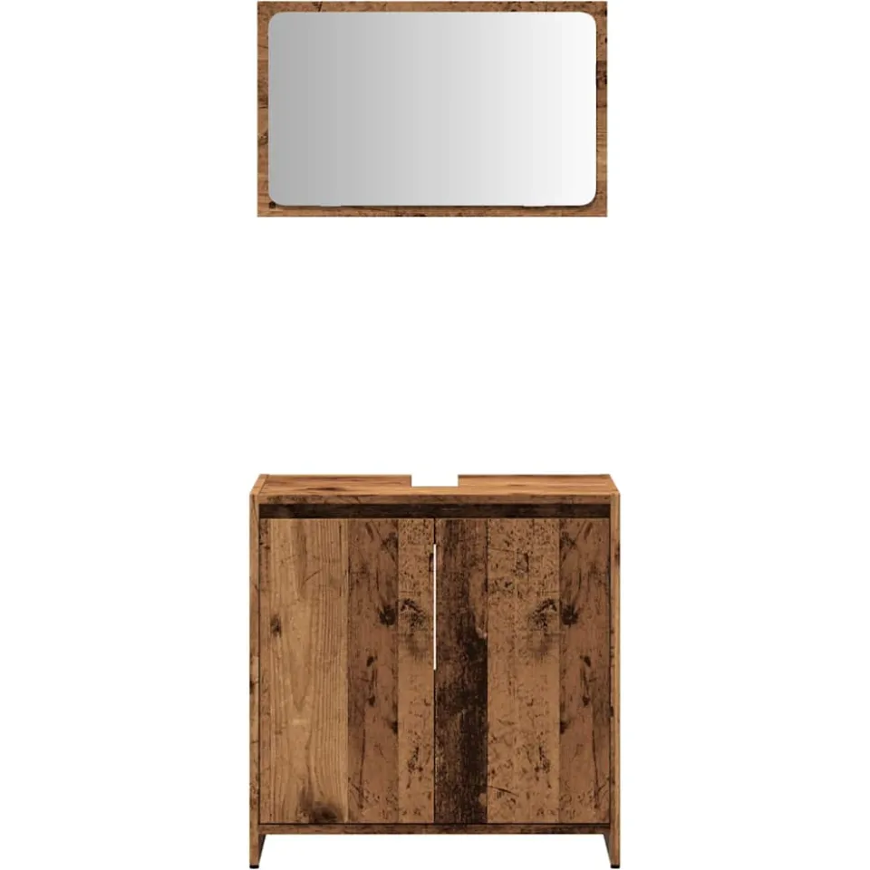 vidaXL 2-delige Badkamermeubelset bewerkt hout oud houtkleurig bruin, foto 3