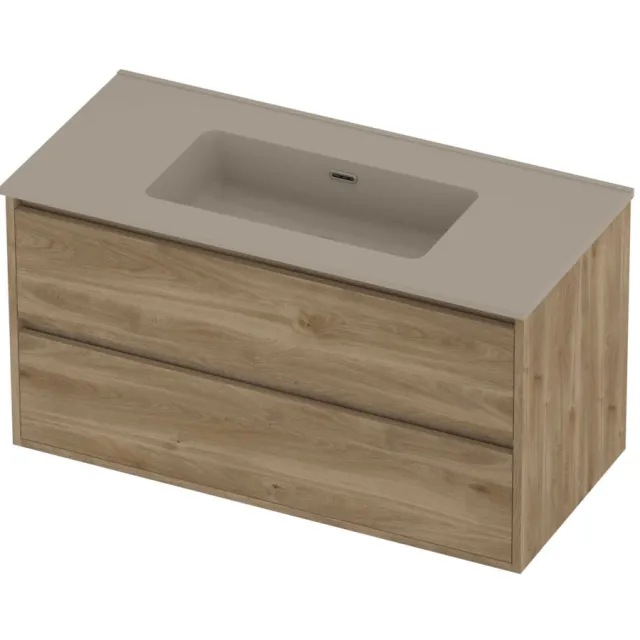 Proline Tribute Badmeubelset Porselein Elegant 100x46x54 cm Mat Crème Cotton Cider Oak Eiken