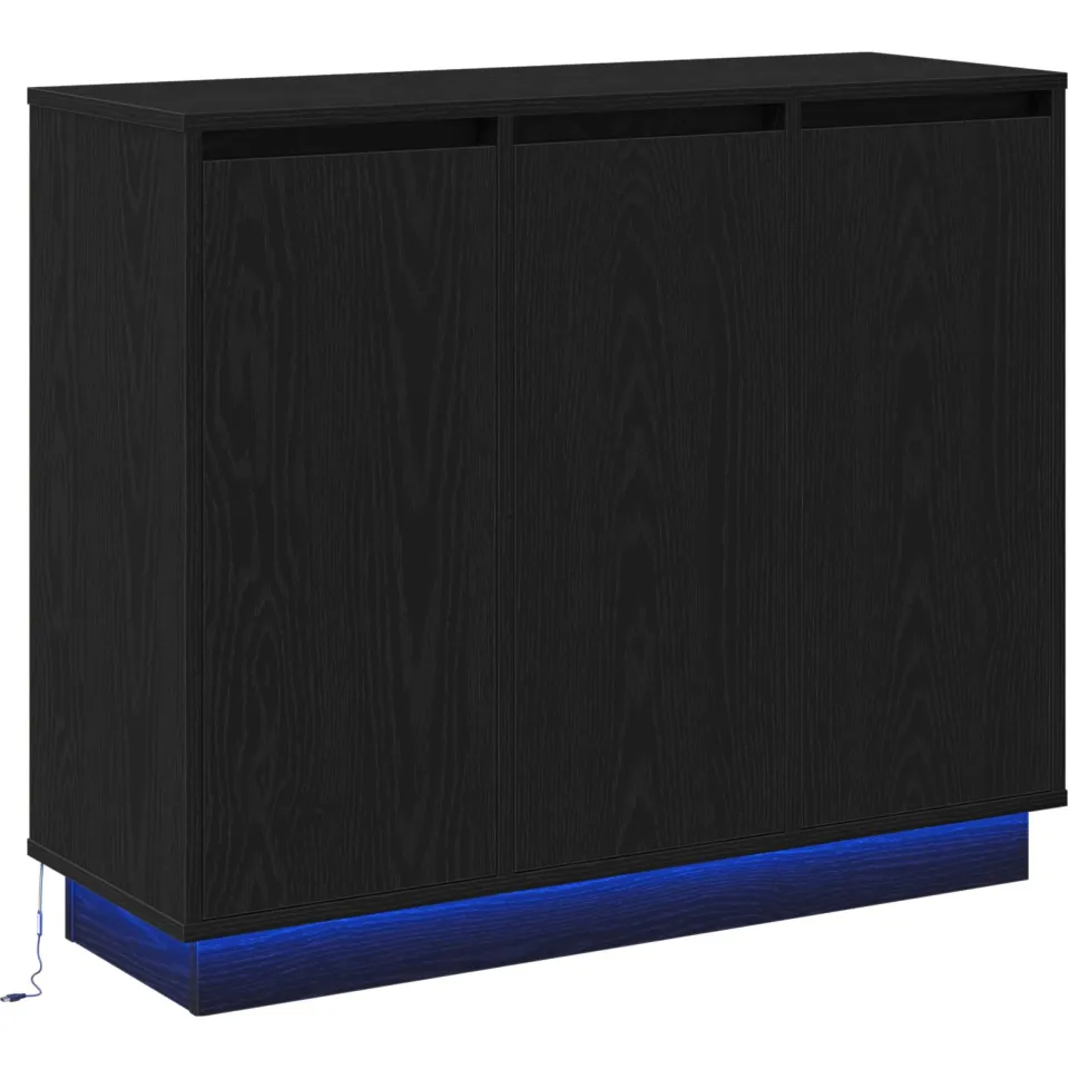 vidaXL LED Sideboard Zwart Eiken 90 x 32 x 75 cm Bewerkt hout, foto 3
