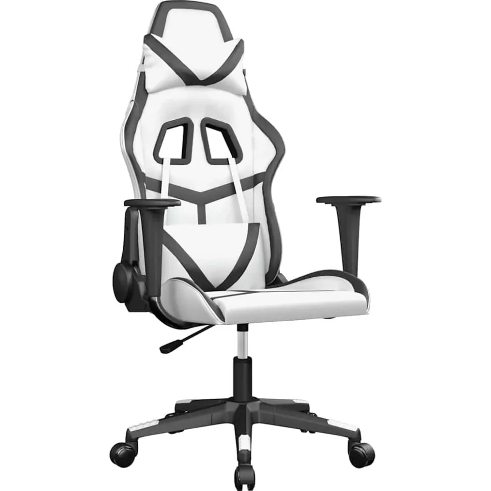 vidaXL Gamestoel kunstleer wit en zwart, foto 3