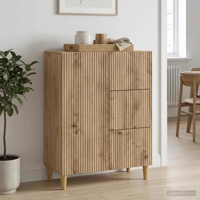 vidaXL Dressoir Artisanaal eiken 66 x 34,5 x 90 cm Bewerkt hout Bruin
