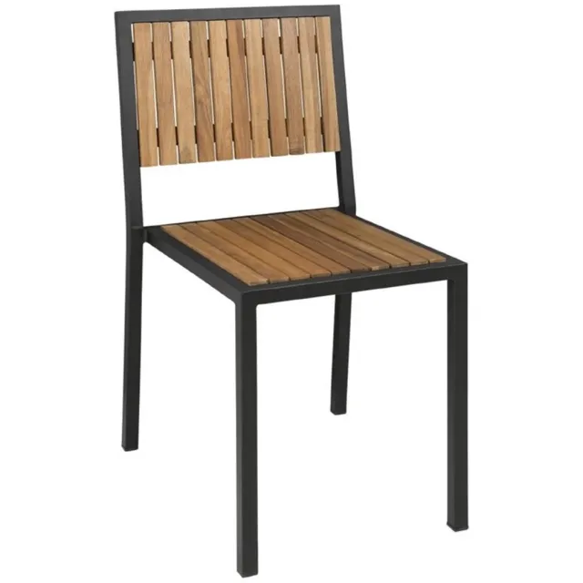 Bolero stalen en acaciahouten stoelen zonder armleuningen | DS150 BRUIN