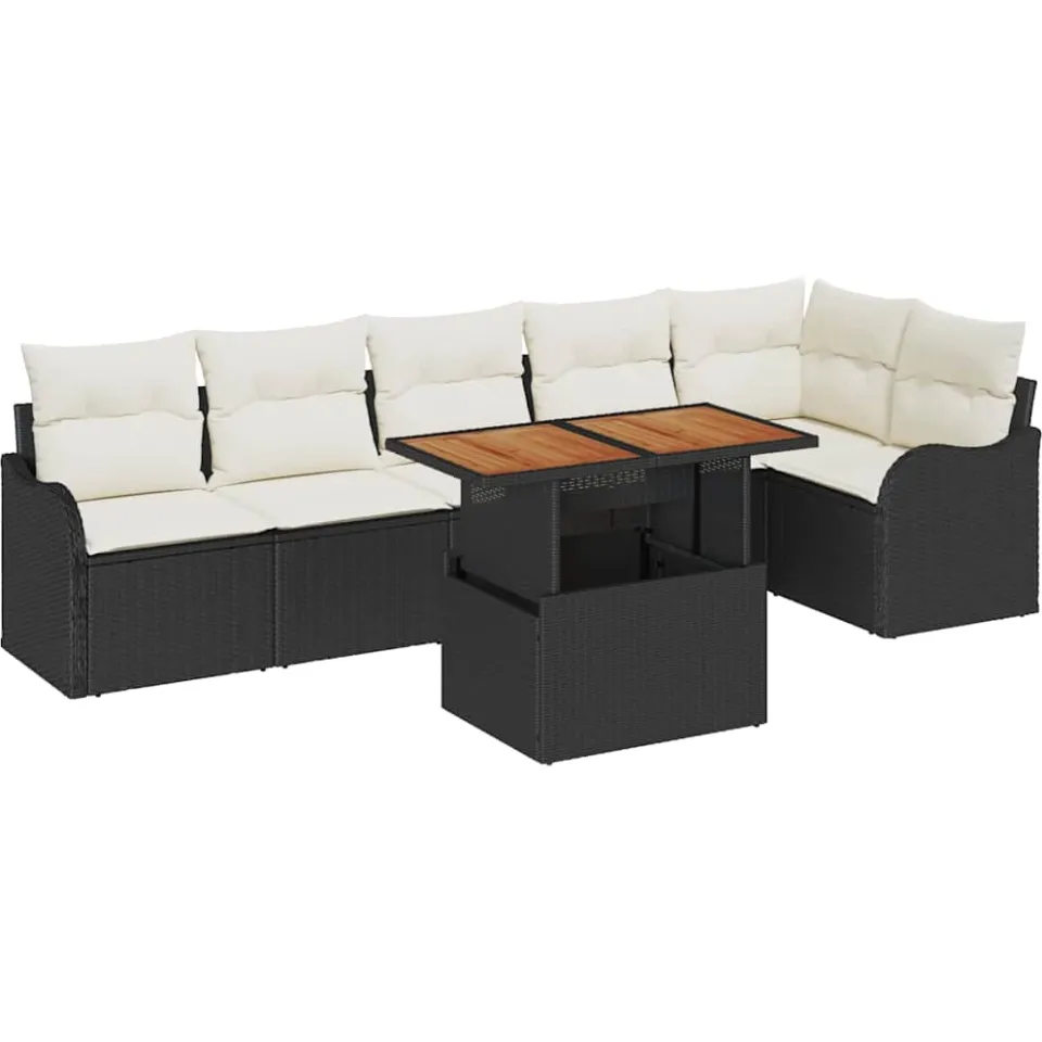 vidaXL Tuin Sofa Set 7 st Zwart Poly riet, foto 3