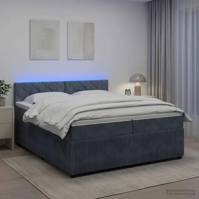 vidaXL Boxspringbed met matras Donkergrijs 200 x 200 cm Fluweel
