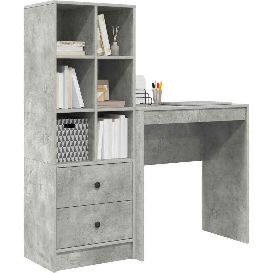 vidaXL Bureau Beton Grijs 115,5 x 40 x 127 cm 2 st