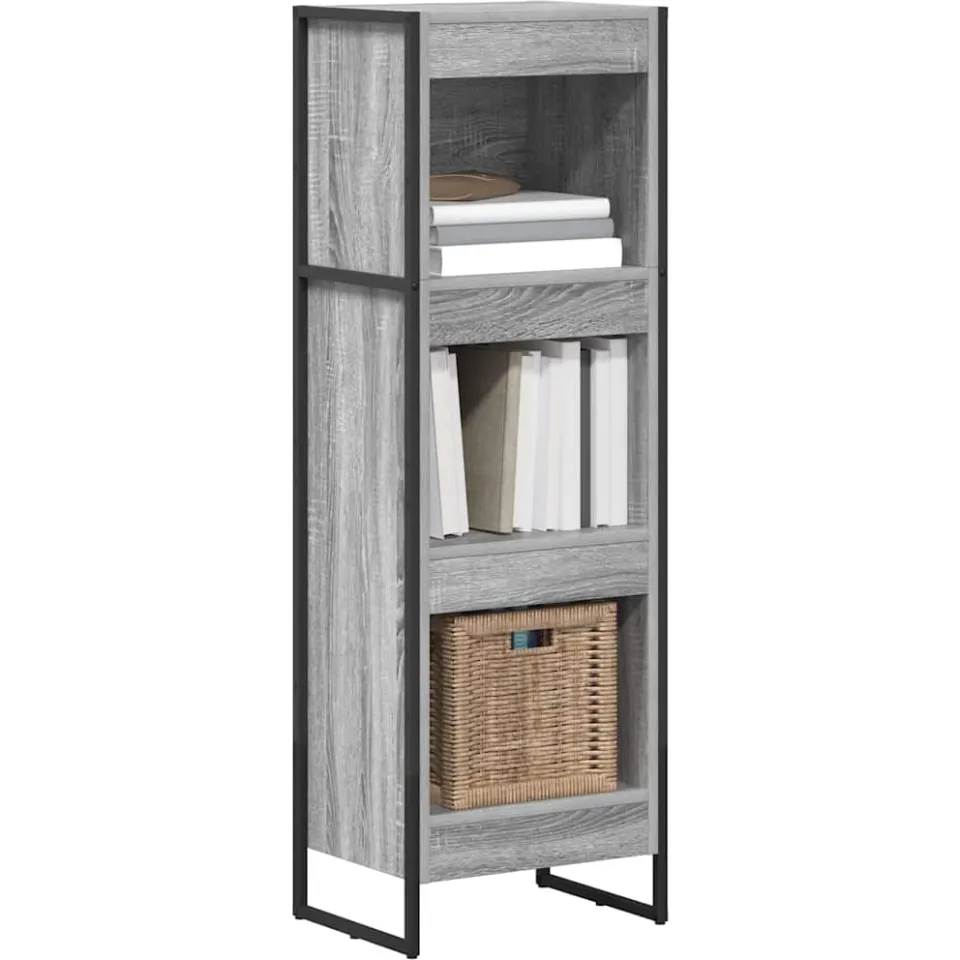 vidaXL Boekenkast 40 x 30 x 121 cm Bewerkt hout Grijs Sonoma