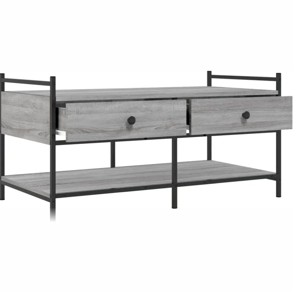 vidaXL Salontafel 99x50x50 cm bewerkt hout grijs sonoma eikenkleurig