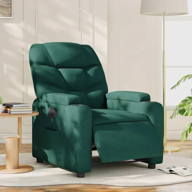 vidaXL Fauteuil verstelbaar elektrisch stof donkergroen groen