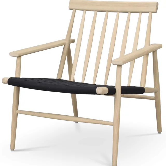 Rowico Home Canwood houten fauteuil whitewash - zwarte zitting Bruin