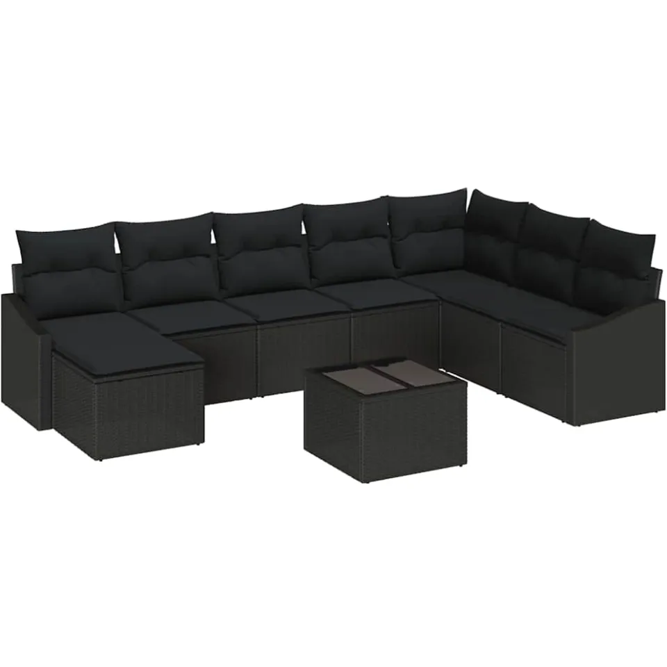 vidaXL Tuin Sofa Set 8 st Zwart poly rattan