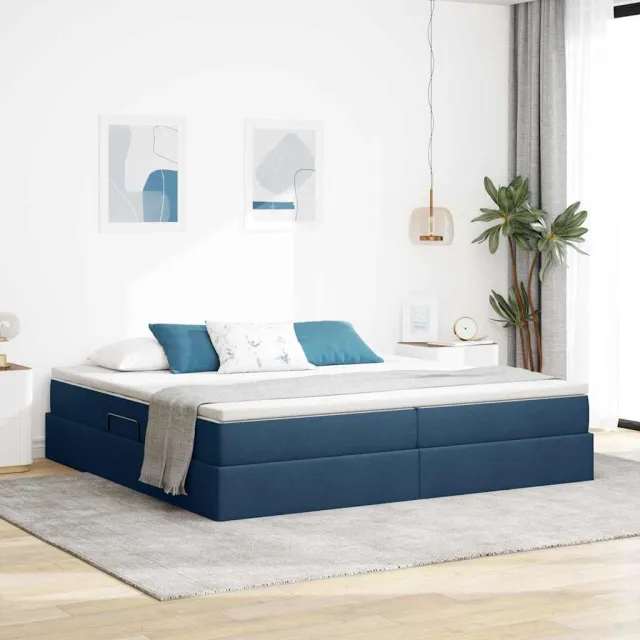 vidaXL Opslag bed met matras met opslag Blauw 200 x 200 cm Polyester
