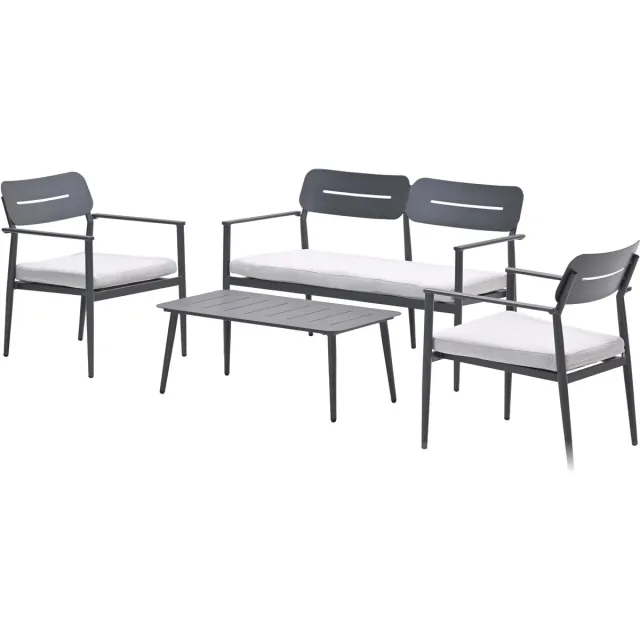Garden Impressions Morella loungeset - 4-delig - carbon black - valley sand Zwart