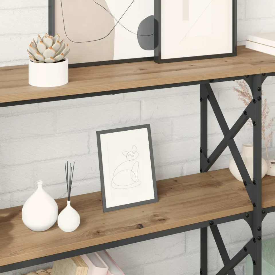 vidaXL Wandtafel Artisan Eiken 156 x 28 x 80,5 cm Bewerkt hout, foto 4